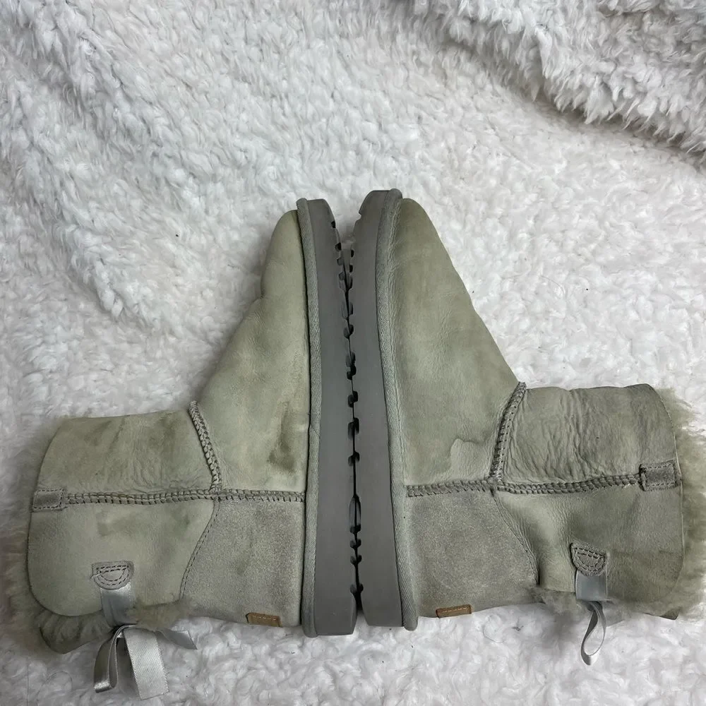 Ugg Baley short boots leather gray suede short boots with sheep skin lin…